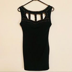 Forever 21 Studded Black Caged Neckline Dress
